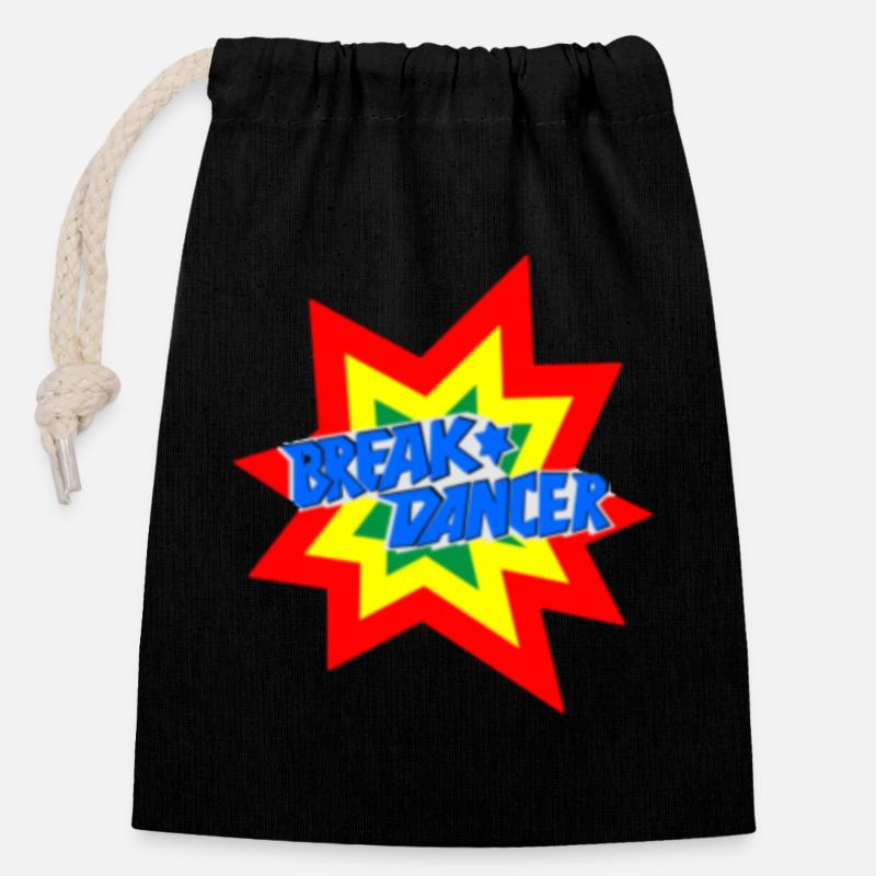 Lebhafte Breakdancer Motivgestaltung - Verschließbarer Geschenkbeutel aus Baumwolle (14x20cm) - Schwarz
