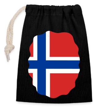 Norwegen Flagge Skandinavien Norwegische Fahne - Verschließbarer Geschenkbeutel aus Baumwolle (14x20cm) - Schwarz - Vorne