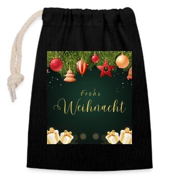 Frohe Weihnacht- Accessoires - Verschließbarer Geschenkbeutel aus Baumwolle (14x20cm) - Schwarz - Vorne