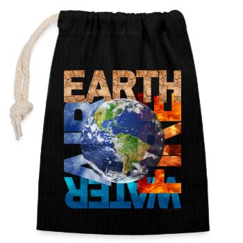 OnlyOneEarth (en anglais seulement) - Sac cadeau en coton avec cordon (14 x 20 cm) - noir - Devant