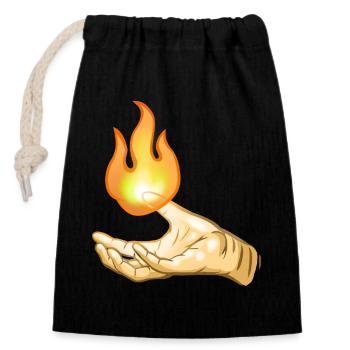 Flamme au-dessus de la main - Sac cadeau en coton avec cordon (14 x 20 cm) - noir - Devant