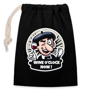 Pour les amateurs de vin humour - Sac cadeau en coton avec cordon (14 x 20 cm) - noir - Devant