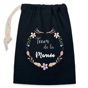 Collection mariage Bohème - Team de la Mariée - Sac cadeau en coton avec cordon (14 x 20 cm) - bleu marine - Devant