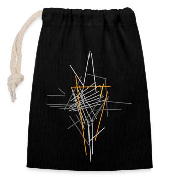 abstract - Closable cotton gift bag (14x20cm) - black - Front
