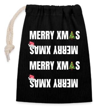 Joyeux Noël Noël tenue Hohoho hiver - Sac cadeau en coton avec cordon (14 x 20 cm) - noir - Devant