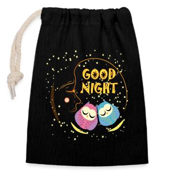 Good Night - Closable cotton gift bag (14x20cm) - black - Front