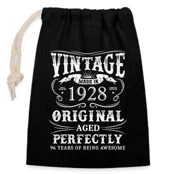 Vintage Made In January 1928 96 Years Of Being - Verschließbarer Geschenkbeutel aus Baumwolle (14x20cm) - Schwarz - Vorne