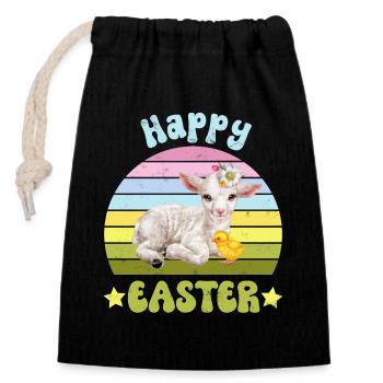 Easter Lamb Sheep - Closable cotton gift bag (14x20cm) - black - Front