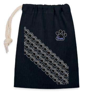 Pfoten Quer und Logo Peanut - Verschließbarer Geschenkbeutel aus Baumwolle (14x20cm) - Navy - Vorne