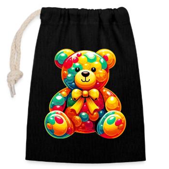 Bear - Closable cotton gift bag (14x20cm) - black - Front