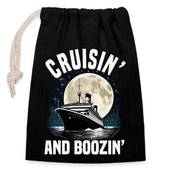 Cruising And Boozing Cruise Ship Vacation Group - Verschließbarer Geschenkbeutel aus Baumwolle (14x20cm) - Schwarz - Vorne