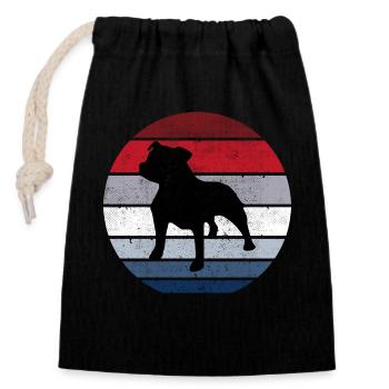 Staffy Breed Dog Retro Animal Staffordshire Bull - Closable cotton gift bag (14x20cm) - black - Front