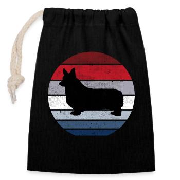 Corgi Rasse Hund Königin Retro Tier Witzig - Verschließbarer Geschenkbeutel aus Baumwolle (14x20cm) - Schwarz - Vorne