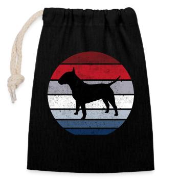 Bull Terrier Race Chien Rétro Drôle Animal - Sac cadeau en coton avec cordon (14 x 20 cm) - noir - Devant