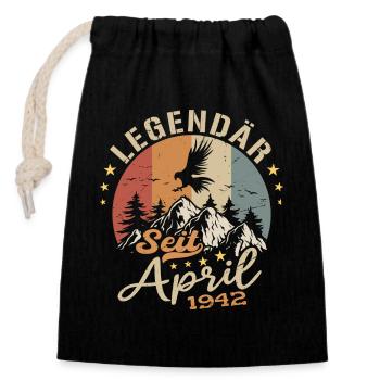 April 1942 Vintage Born Vintage Birthday - Closable cotton gift bag (14x20cm) - black - Front