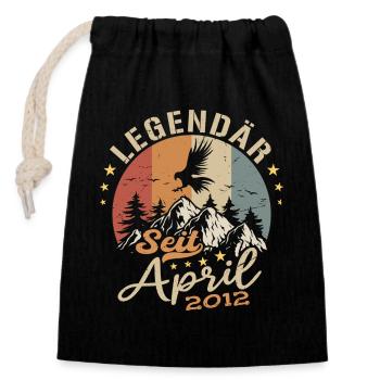 Avril 2012 Vintage Born Vintage Anniversaire - Sac cadeau en coton avec cordon (14 x 20 cm) - noir - Devant