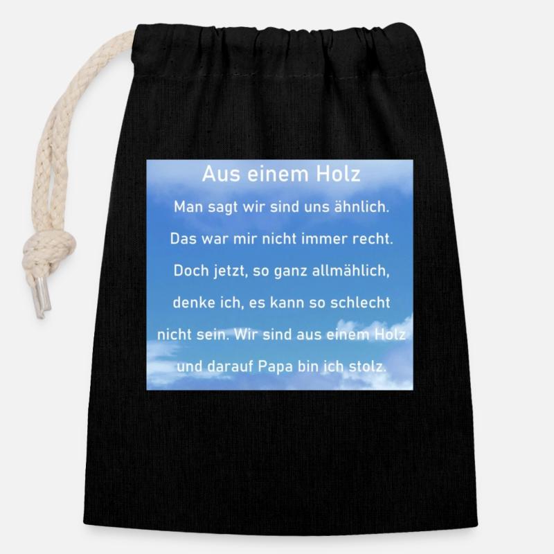 Vatertag - Verschließbarer Geschenkbeutel aus Baumwolle (14x20cm) - Schwarz