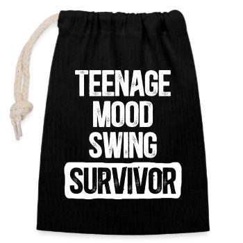 Humor Family Teens Mom Dad - Closable cotton gift bag (14x20cm) - black - Front