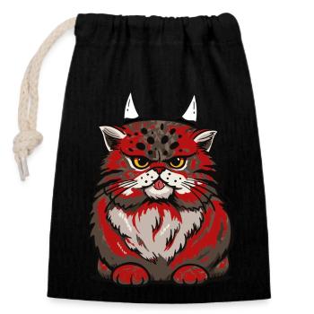 Satanic Cat Cats Little Devil Satan Halloween - Closable cotton gift bag (14x20cm) - black - Front