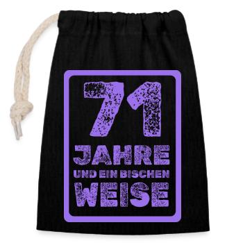 Alter 71 - Verschließbarer Geschenkbeutel aus Baumwolle (14x20cm) - Schwarz - Vorne