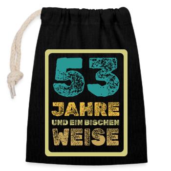 Age 53 - Closable cotton gift bag (14x20cm) - black - Front