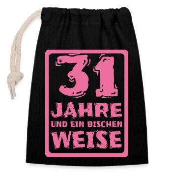Age 31 - Closable cotton gift bag (14x20cm) - black - Front