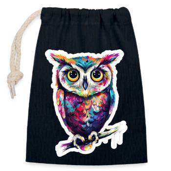 Niedliche Eule Kawaii Maskottchen - Verschließbarer Geschenkbeutel aus Baumwolle (14x20cm) - Navy - Vorne