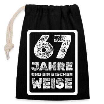 Alter 67 - Verschließbarer Geschenkbeutel aus Baumwolle (14x20cm) - Schwarz - Vorne