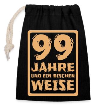Weisheit 99 - Verschließbarer Geschenkbeutel aus Baumwolle (14x20cm) - Schwarz - Vorne