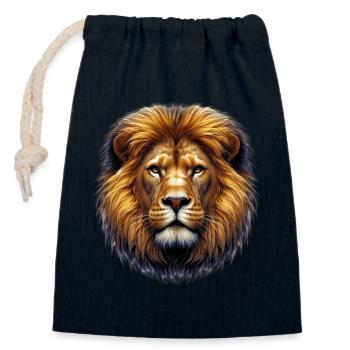 Lion - Closable cotton gift bag (14x20cm) - navy - Front