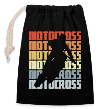 Motocross Vintage Look - Closable cotton gift bag (14x20cm) - black - Front