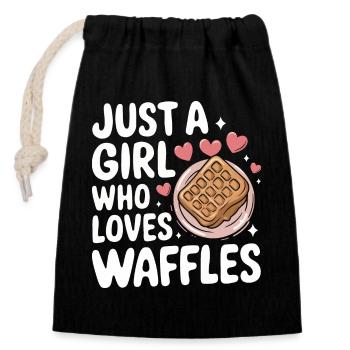 Waffles Breakfast Sweets - Closable cotton gift bag (14x20cm) - black - Front