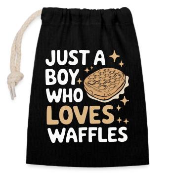 Waffles Breakfast Sweets - Closable cotton gift bag (14x20cm) - black - Front