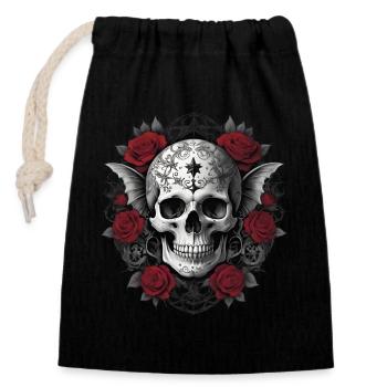 Gothic Skull - Closable cotton gift bag (14x20cm) - black - Front