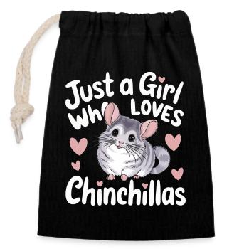 Chinchilla Chinchillas Maus - Verschließbarer Geschenkbeutel aus Baumwolle (14x20cm) - Schwarz - Vorne