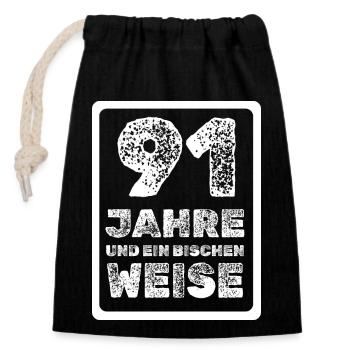 91 - Verschließbarer Geschenkbeutel aus Baumwolle (14x20cm) - Schwarz - Vorne
