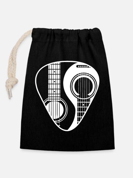Yin Yang Gitarren-Plektrum-Kunst - Verschließbarer Geschenkbeutel aus Baumwolle (14x20cm) - Schwarz
