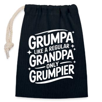 Papy Grand-père Famille Fête des pères - Sac cadeau en coton avec cordon (14 x 20 cm) - bleu marine - Devant