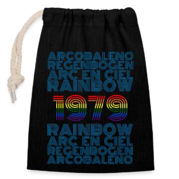 Arc-en-ciel 1979 - Sac cadeau en coton avec cordon (14 x 20 cm) - noir - Devant