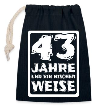 Weisheit 43 - Verschließbarer Geschenkbeutel aus Baumwolle (14x20cm) - Navy - Vorne