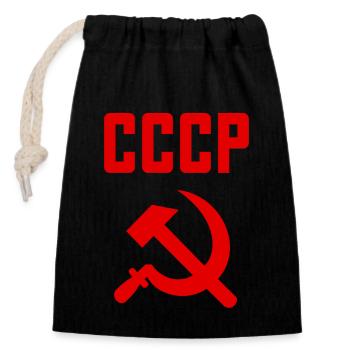 Soviet - Hammer und Sichel Sowjetunion - Kommunist - Verschließbarer Geschenkbeutel aus Baumwolle (14x20cm) - Schwarz - Vorne