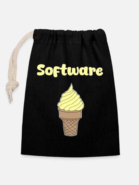 Software Eis Vanille - Verschließbarer Geschenkbeutel aus Baumwolle (14x20cm) - Schwarz