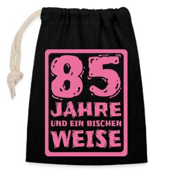 Age 85 - Closable cotton gift bag (14x20cm) - black - Front