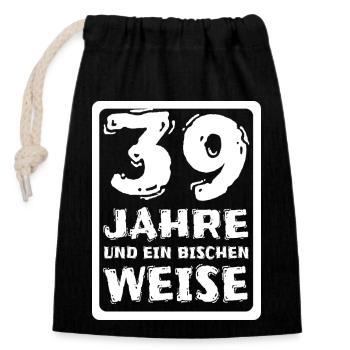 Alter 39 - Verschließbarer Geschenkbeutel aus Baumwolle (14x20cm) - Schwarz - Vorne