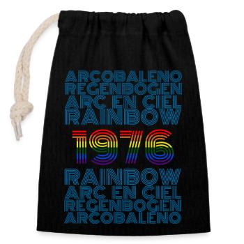 Rainbow 1976 - Closable cotton gift bag (14x20cm) - black - Front