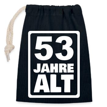 Jahr 53 - Verschließbarer Geschenkbeutel aus Baumwolle (14x20cm) - Navy - Vorne