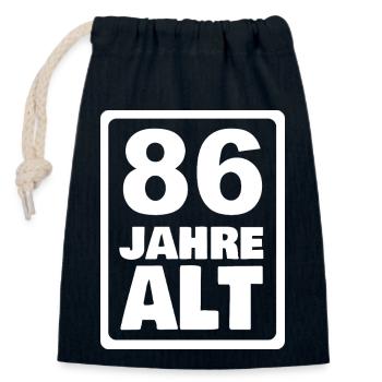 Jahr 86 - Verschließbarer Geschenkbeutel aus Baumwolle (14x20cm) - Navy - Vorne