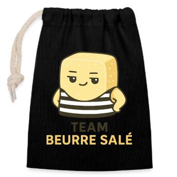 Team mit gesalzener Butter - Verschließbarer Geschenkbeutel aus Baumwolle (14x20cm) - Schwarz - Vorne