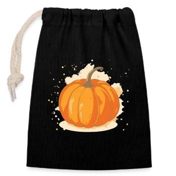 Citrouille Illustration Automne Vintage - Sac cadeau en coton avec cordon (14 x 20 cm) - noir - Devant