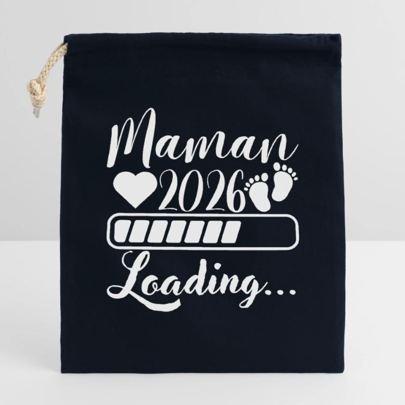 Mama 2026 Loading, werdende Mutter Schwangerschaft Geschenk Verschließbarer Geschenkbeutel aus Baumwolle (14x20cm)